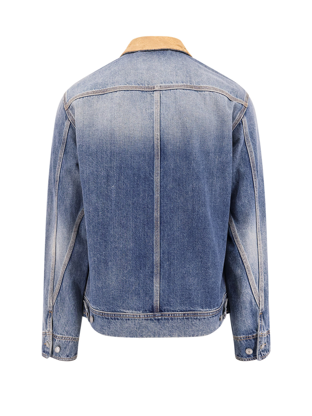 Washed Blue ddenim jacket with suede collar