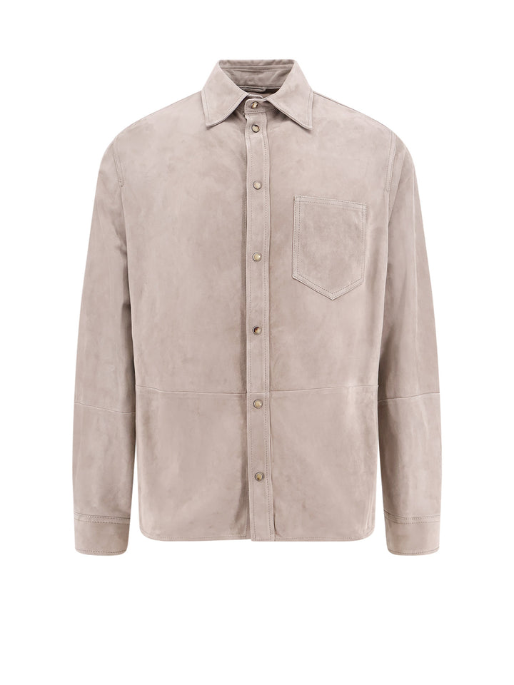 Suede shirt with snap buttons