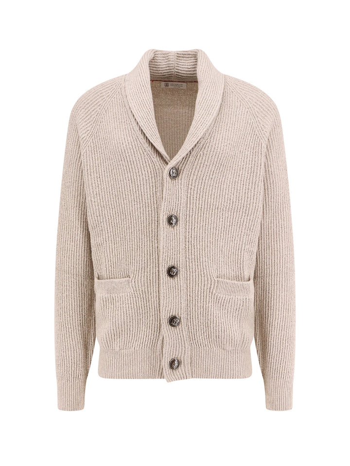 Cotton cardigan with logoed buttons