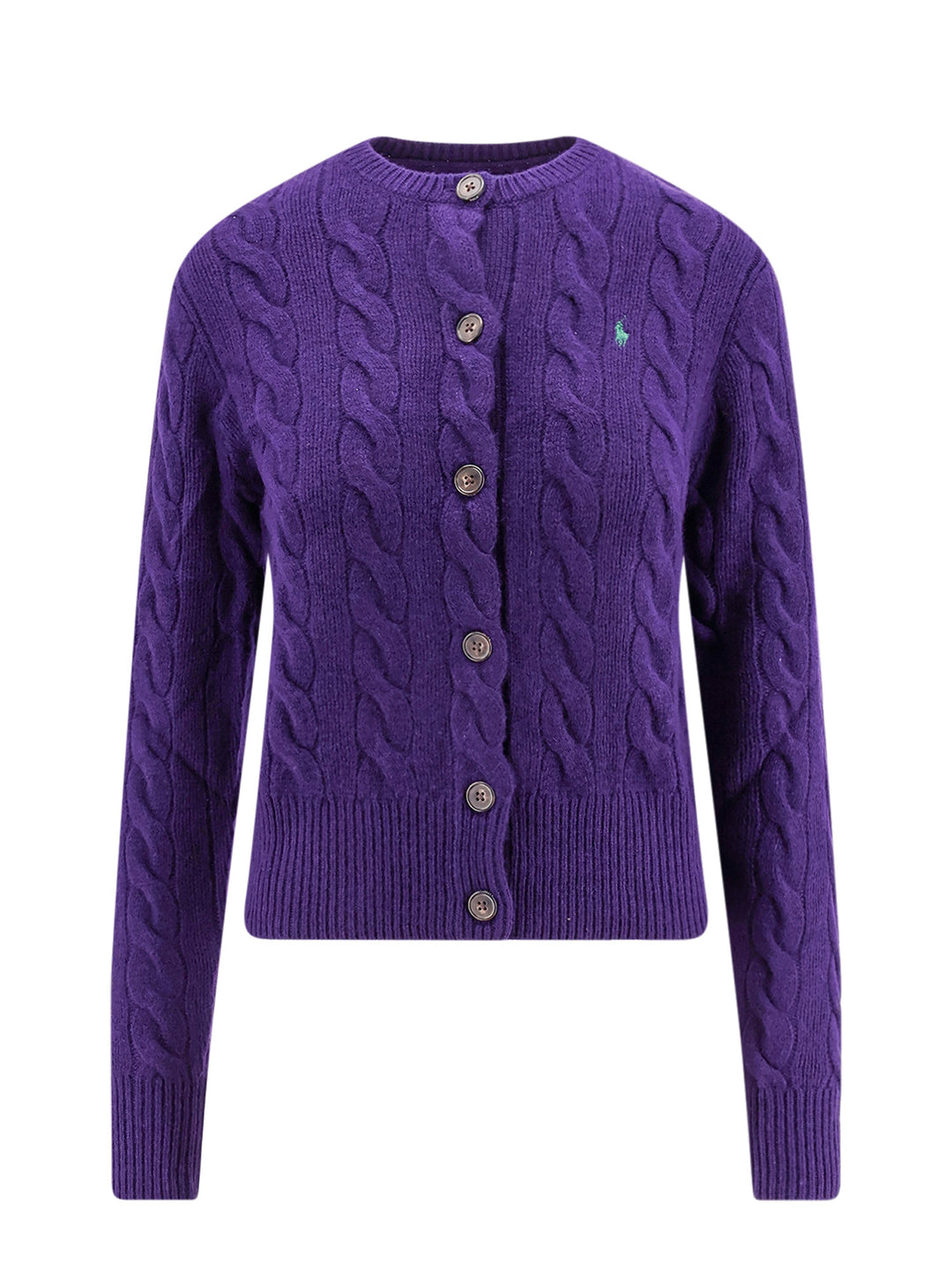 Responsible wool and cashmere cardigan with embroidered logo