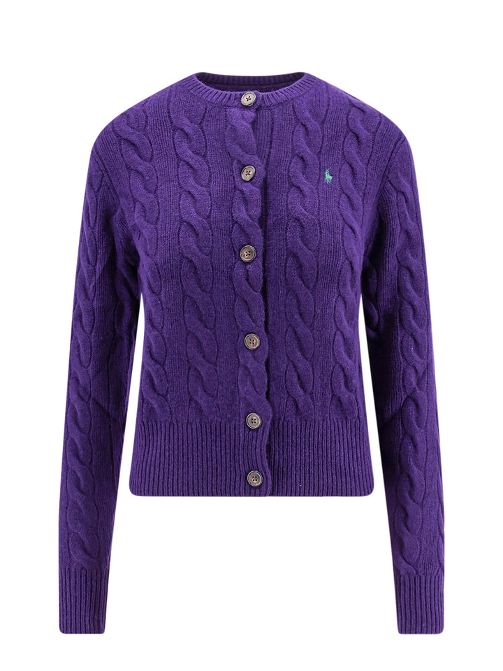 Responsible wool and cashmere cardigan with embroidered logo