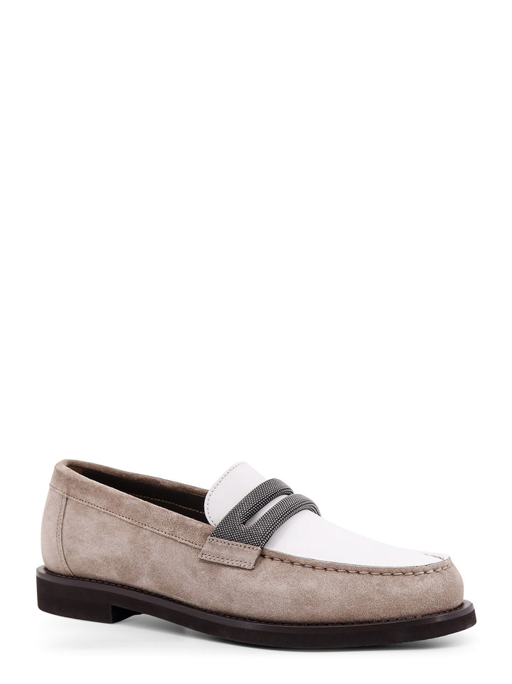 Suede and leather loafer with Monili detail