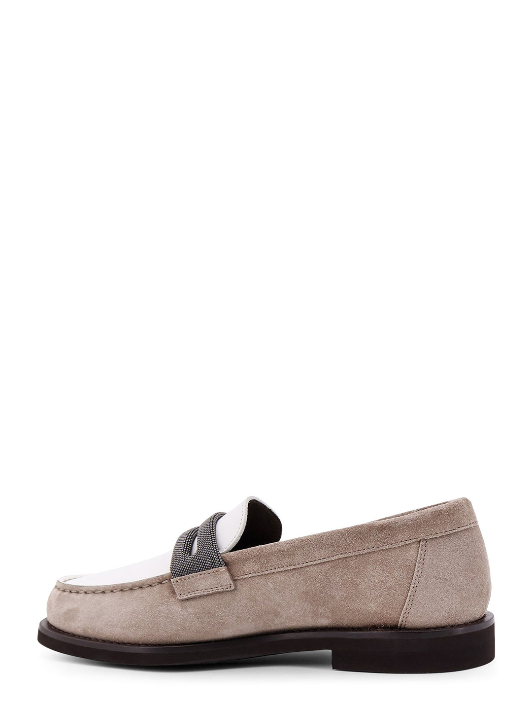 Suede and leather loafer with Monili detail