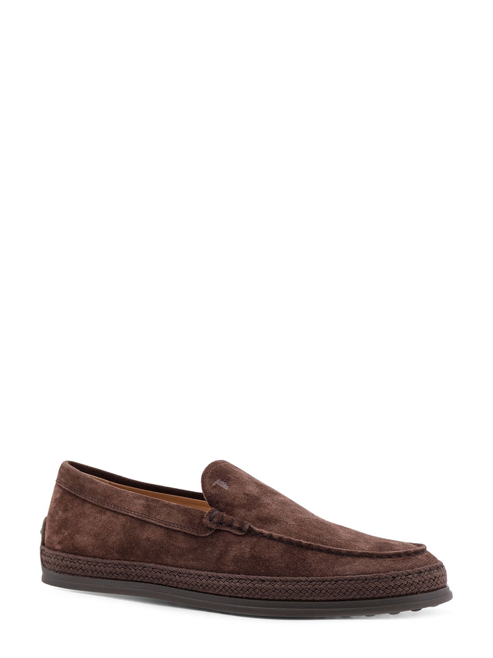 Suede loafer with engraved logo