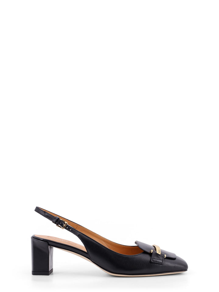 Leather slingback with metal detail