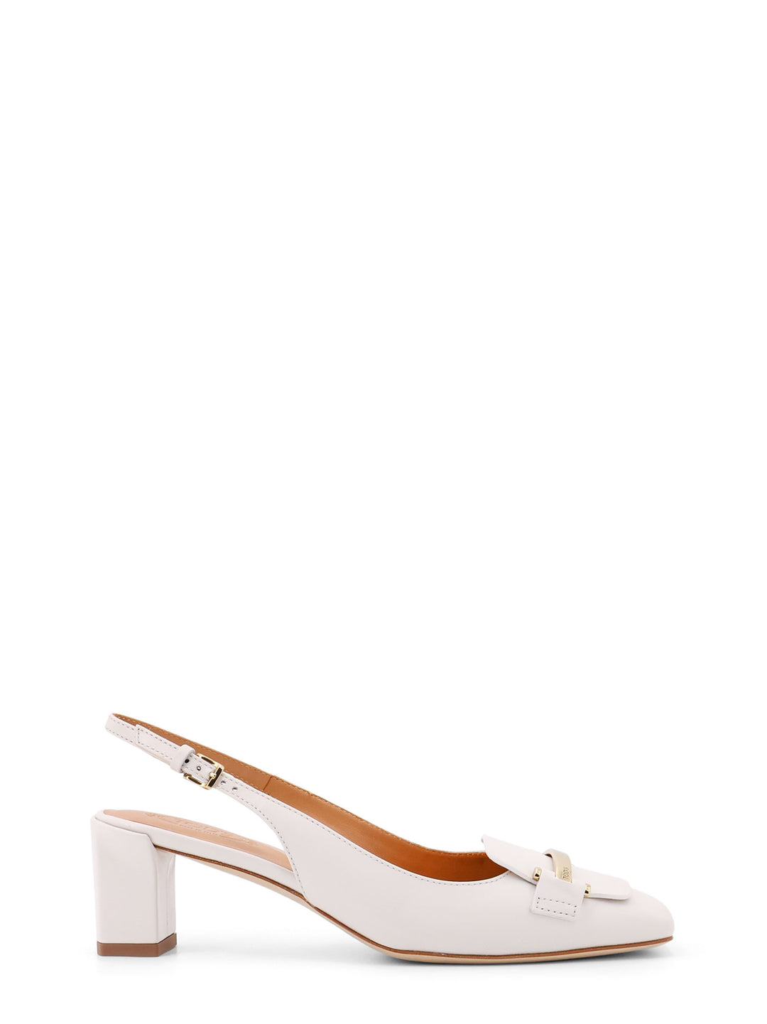 Leather slingback with metal detail