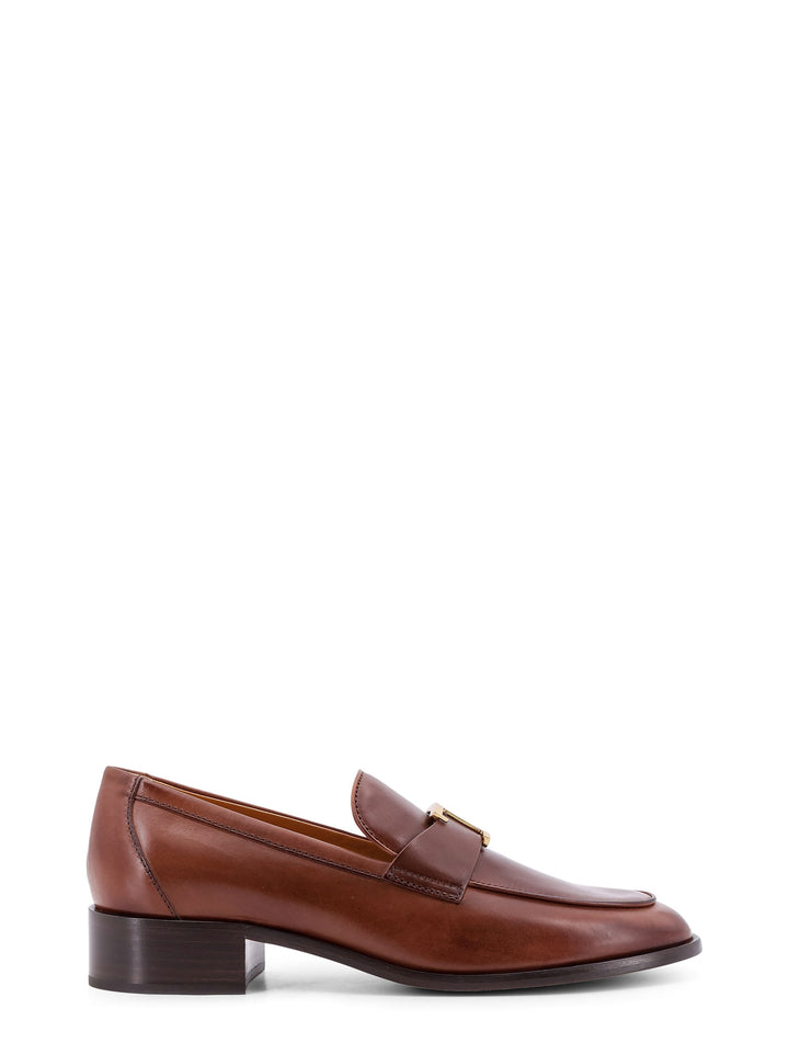 Leather loafer with T-Timeless metal logo