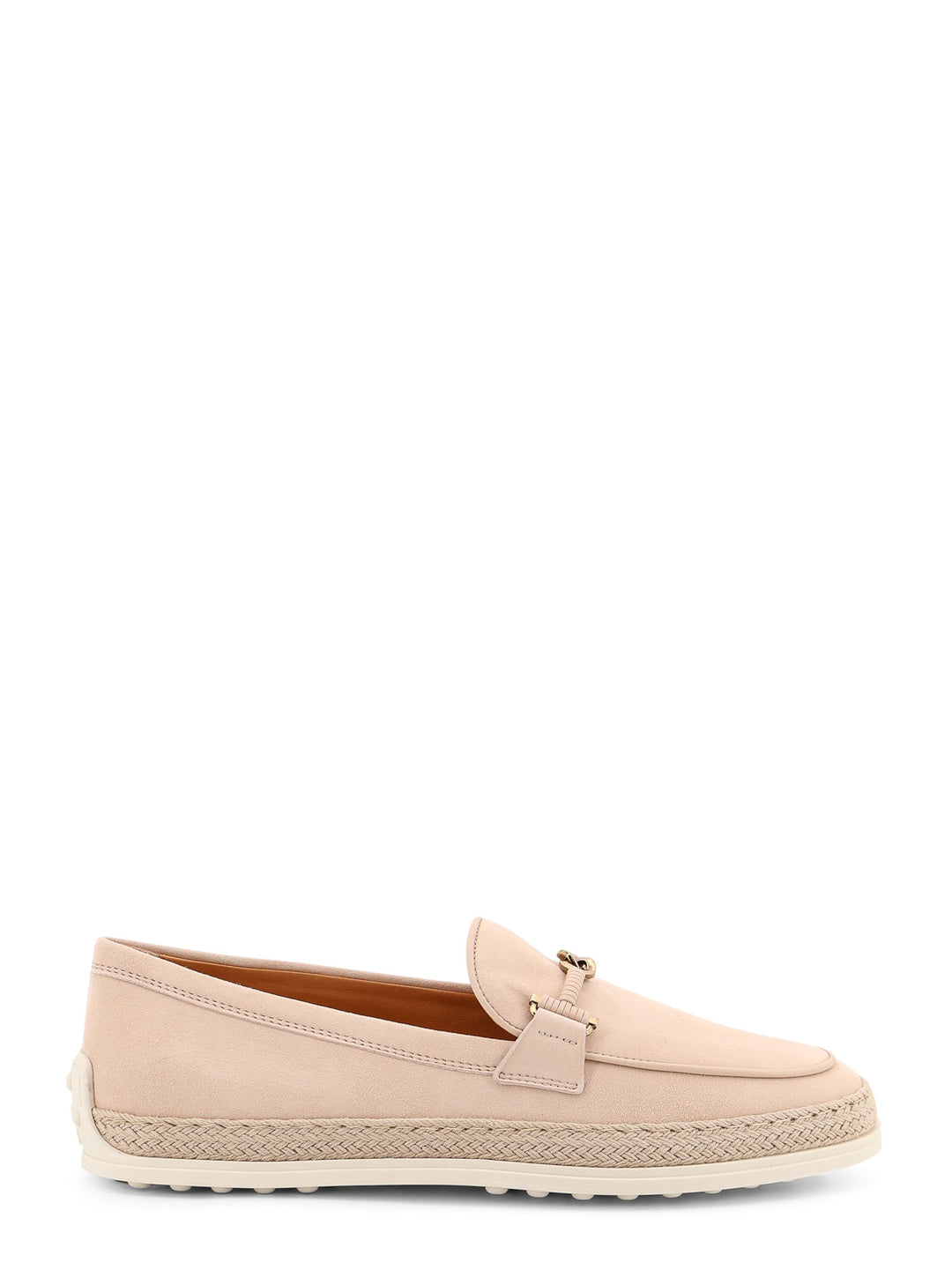 Suede loafer with metal detail