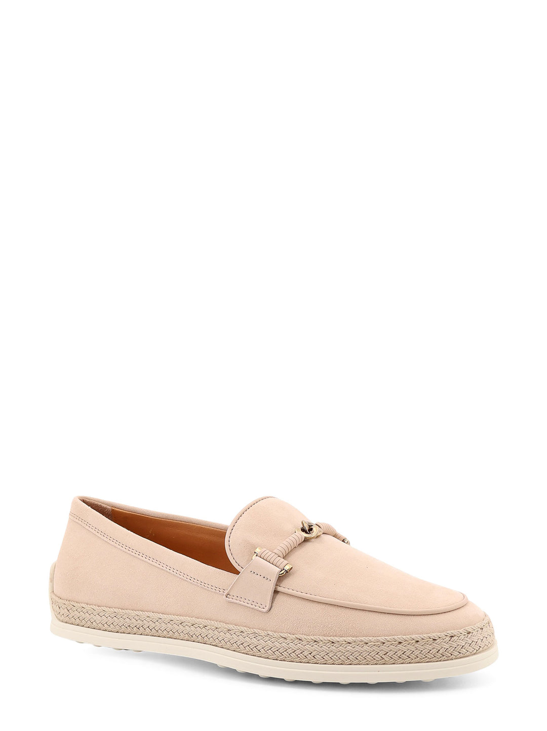 Suede loafer with metal detail