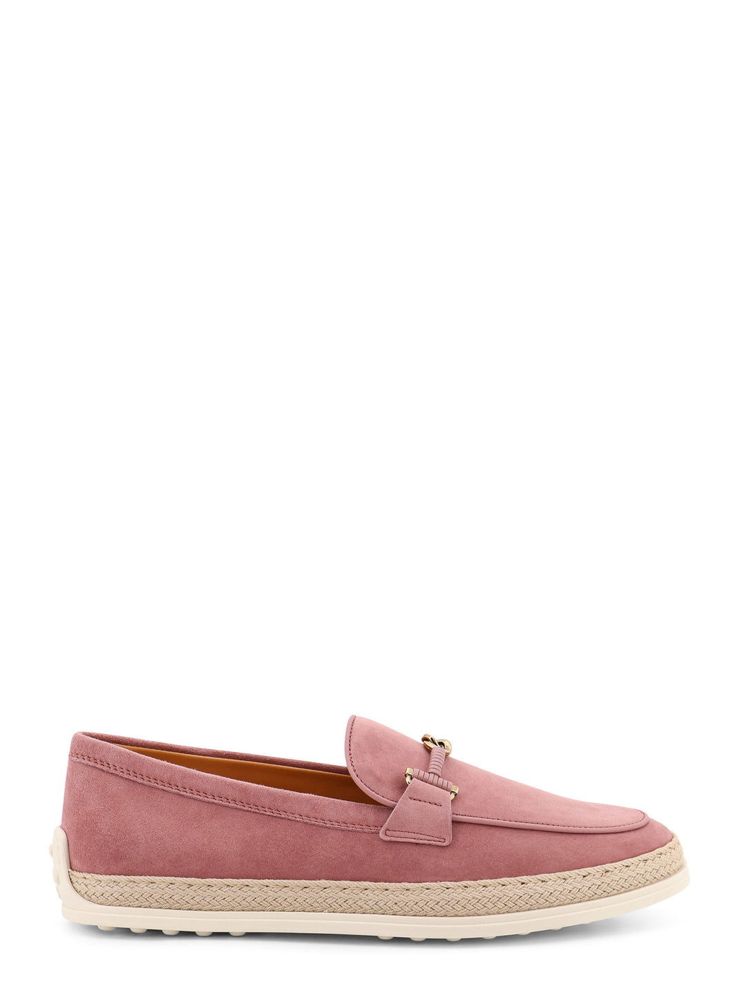 Suede loafer with metal detail