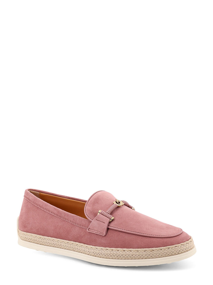 Suede loafer with metal detail