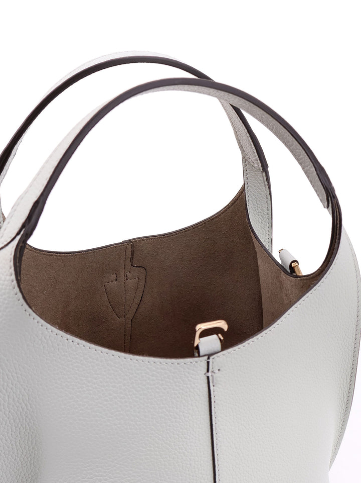 Leather handbag with frontal T-Timeless detail