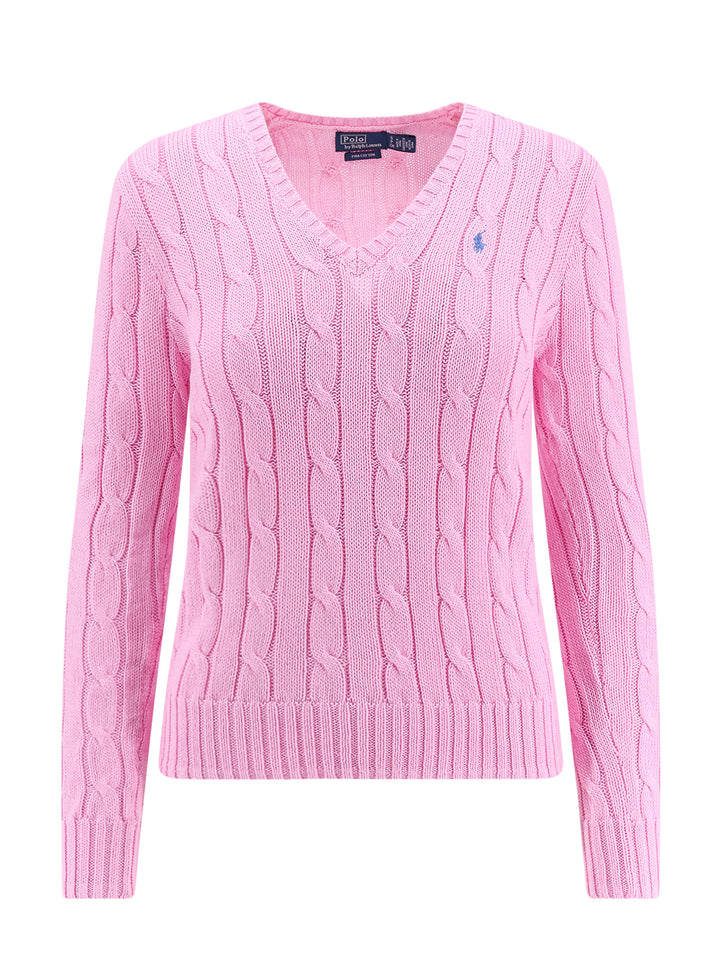 Braided cotton sweater with logo