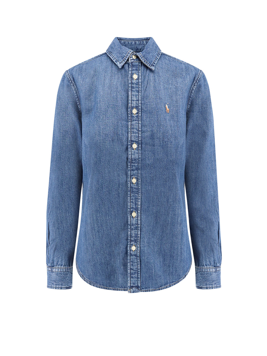 Denim shirt with Logo multicolor embroidery