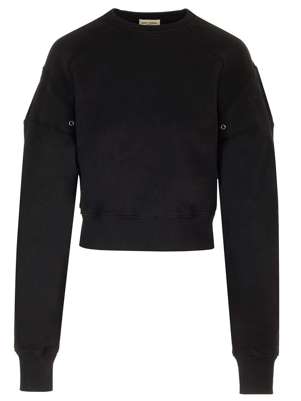 Saint Laurent Cropped Sweatshirt Knitwear - Black | f36982603403437565229d9902ee3d5fb8ba5556