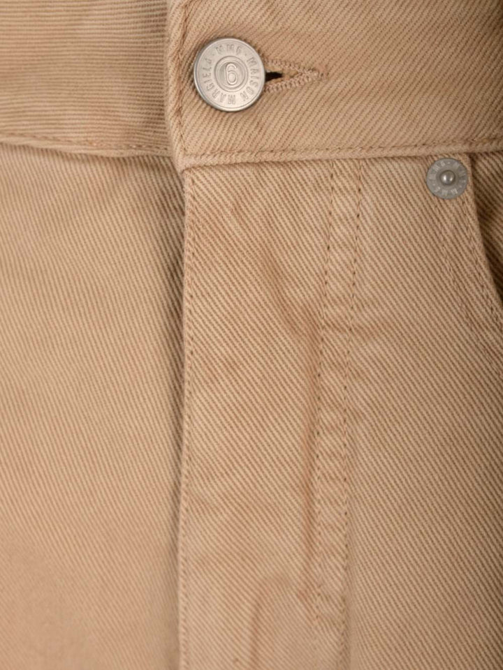 Mm6 Maison Margiela In Cotton Twill Trousers - Beige | 276b0eaddeeff34b1ce92b91bc9426931e72a891