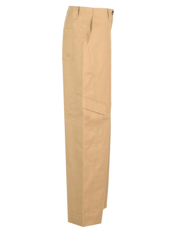 Ganni Cotton Canvas Cargo Trousers - Beige | 31c3806528a1b01513608cfac89f1e2548a55998
