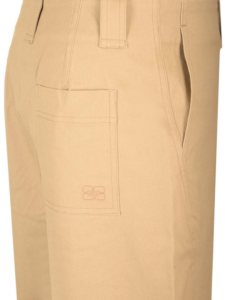 Ganni Cotton Canvas Cargo Trousers - Beige | 07db8e5dc3efce65a480a10a2f10e0707d95a39f