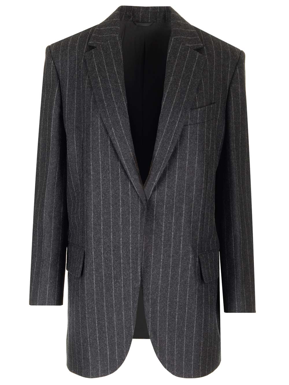 Brunello Cucinelli Pinstripe Blazer Jackets - Grey | 51e4ddc8ca33c84e220126675a09b6cf1ecbc32a
