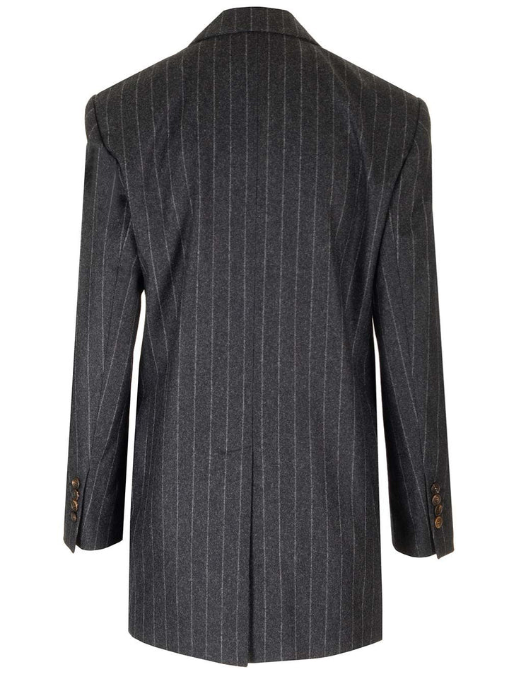 Brunello Cucinelli Pinstripe Blazer Jackets - Grey | 5b1350b1101f8d999b2237059218ce3fba985055
