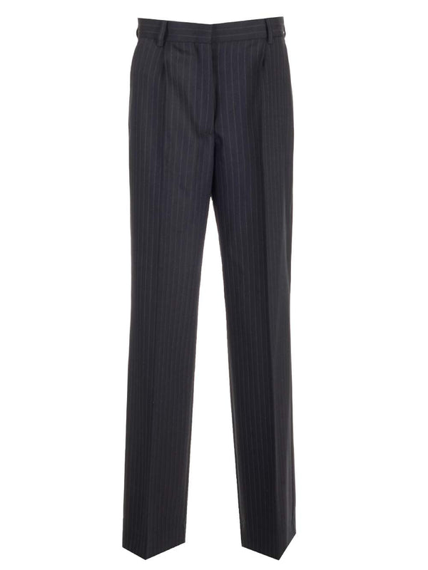 Blue Pinstriped Trousers Blue
