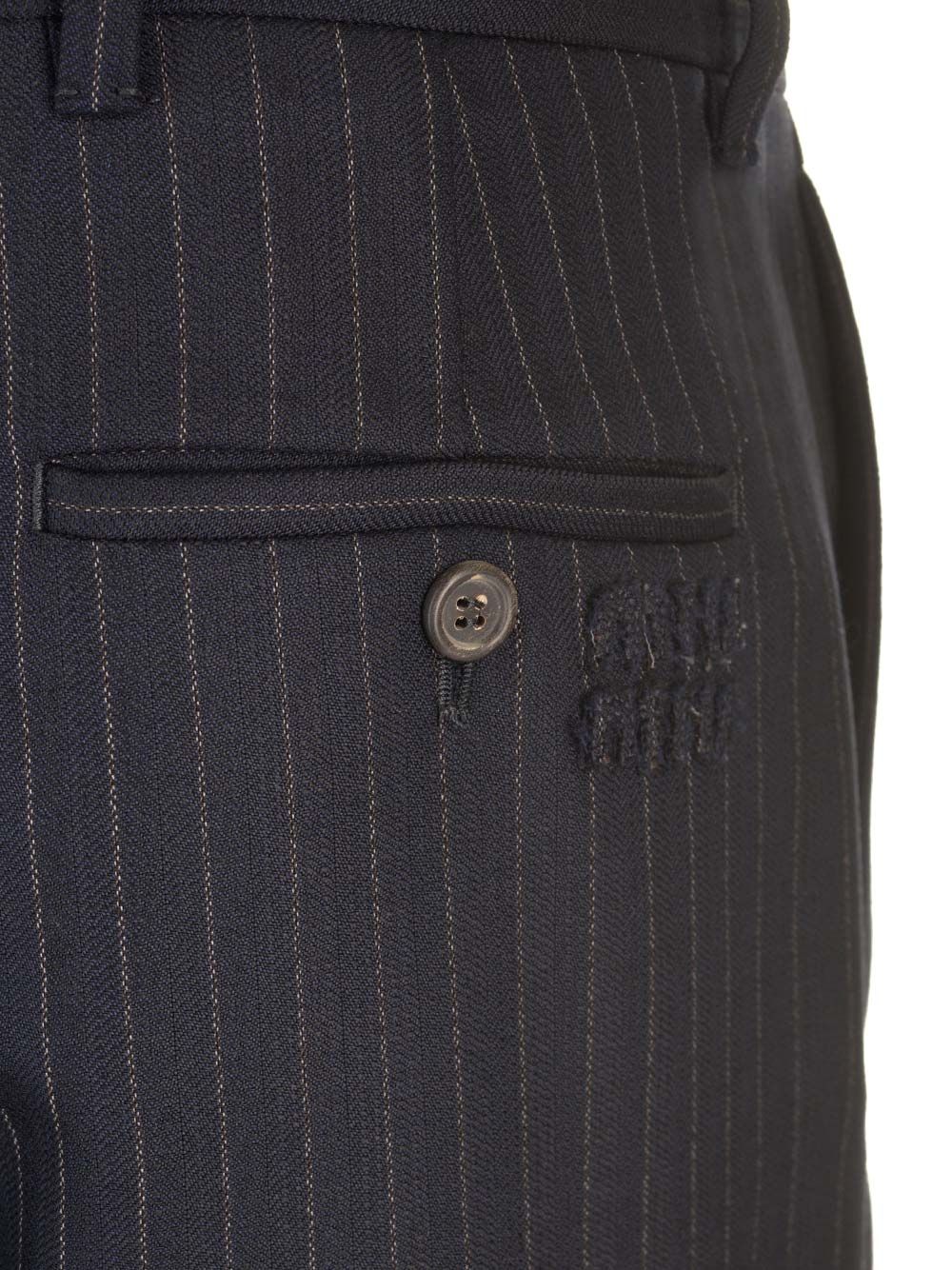 Miu Miu Blue Pinstriped Trousers - Blue | 5c8d8f75214814a0a7bd5667a5403d522ef6994e