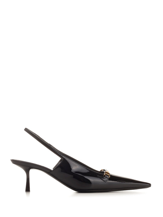 Slingback With Spool Heel Pumps Black