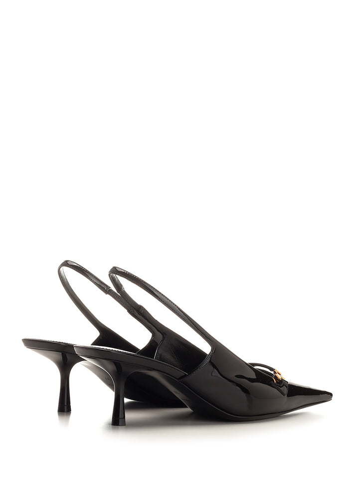 Saint Laurent Slingback With Spool Heel Pumps - Black | c27d1306d797a4814379afff12565db7a85bd33e