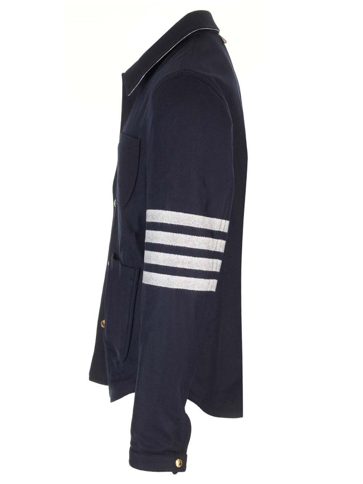 Thom Browne Wool Cashmere 4-Bar Utility Jacket Jackets - Blue | 361ec214ce0adbd37d74009bcb1e8834d6775dc8