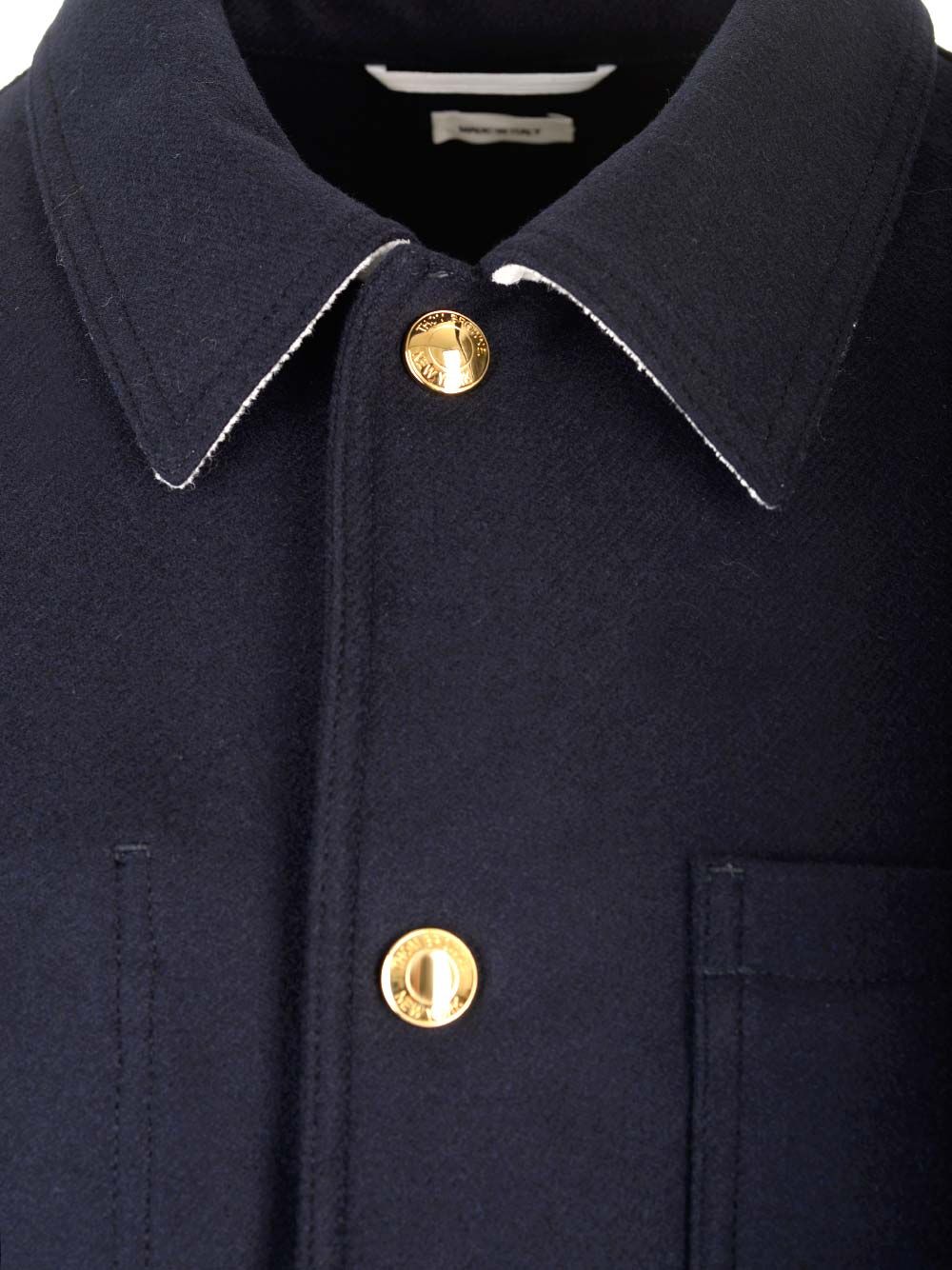 Thom Browne Wool Cashmere 4-Bar Utility Jacket Jackets - Blue | 750ee79361688a1d381f7564346d02195589e65d