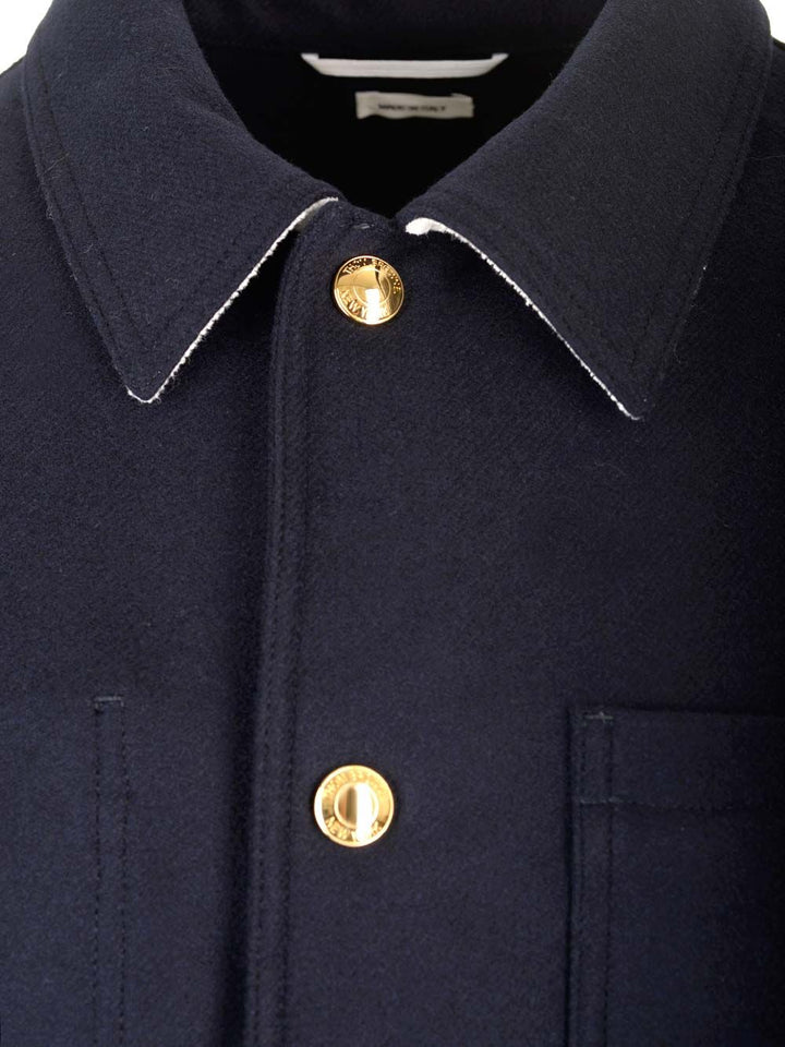 Thom Browne Wool Cashmere 4-Bar Utility Jacket Jackets - Blue | 750ee79361688a1d381f7564346d02195589e65d