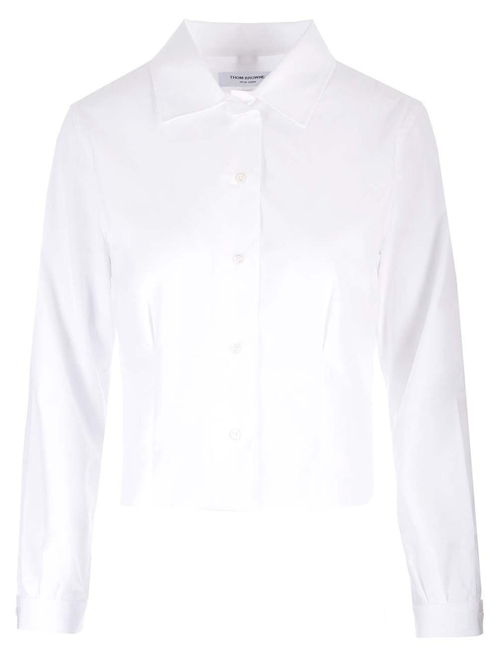 Thom Browne Cropped Shirt Tops - White | f3eb4cbf013587f291b13c2b4a25ecbf94212c48