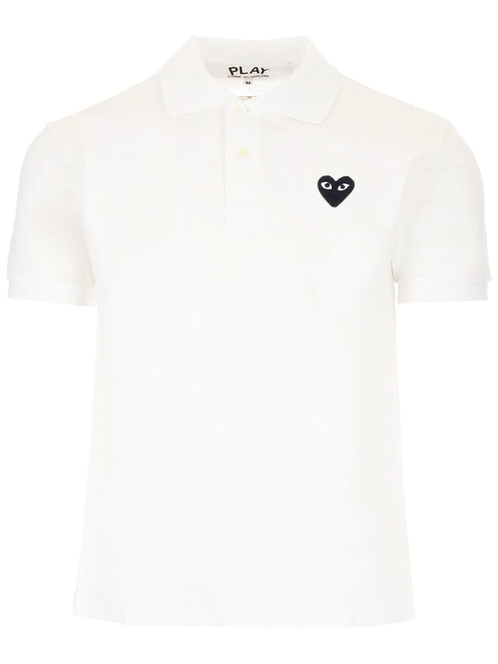 Comme Des Garcons Play Black Heart Polo shirt - White | b52cbf35a0c110f9ec3348aaed6b69ce27c2ccd5