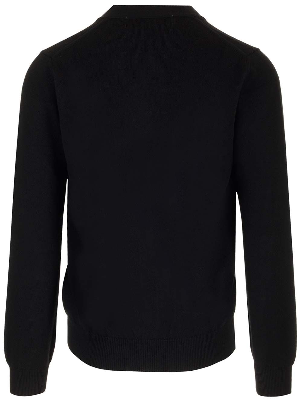 Comme Des Garcons Play Merino Wool Cardigan Knitwear - Black | 9e99b1d982636b8d026aa8dc6b3b09380b684a6f
