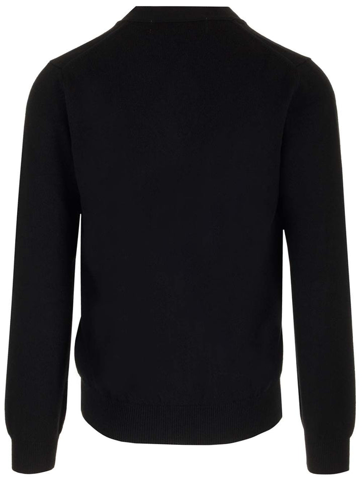 Comme Des Garcons Play Merino Wool Cardigan Knitwear - Black | 9e99b1d982636b8d026aa8dc6b3b09380b684a6f