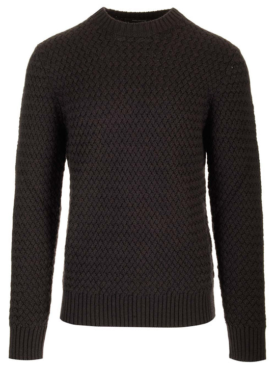 Crew Neck Sweater Knitwear Brown