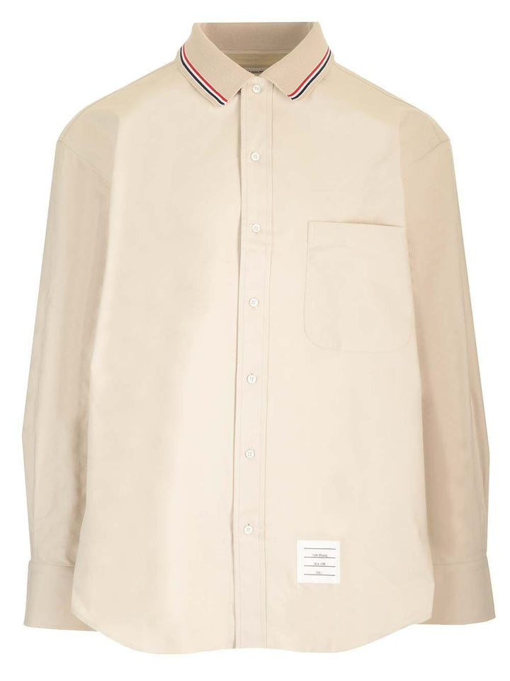 Thom Browne Stripe Cotton Flannel Oversized Shirt Shirts - White | 550b6a50b9634b619a99fc69eacb2b40d09f5c32