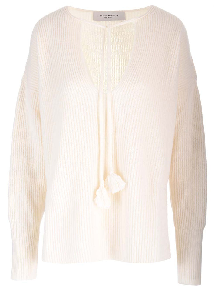 Golden Goose Deluxe Brand Ribbed Wool Sweater Knitwear - White | c56da2693b67f16298beaf491fc59a2a251235d0