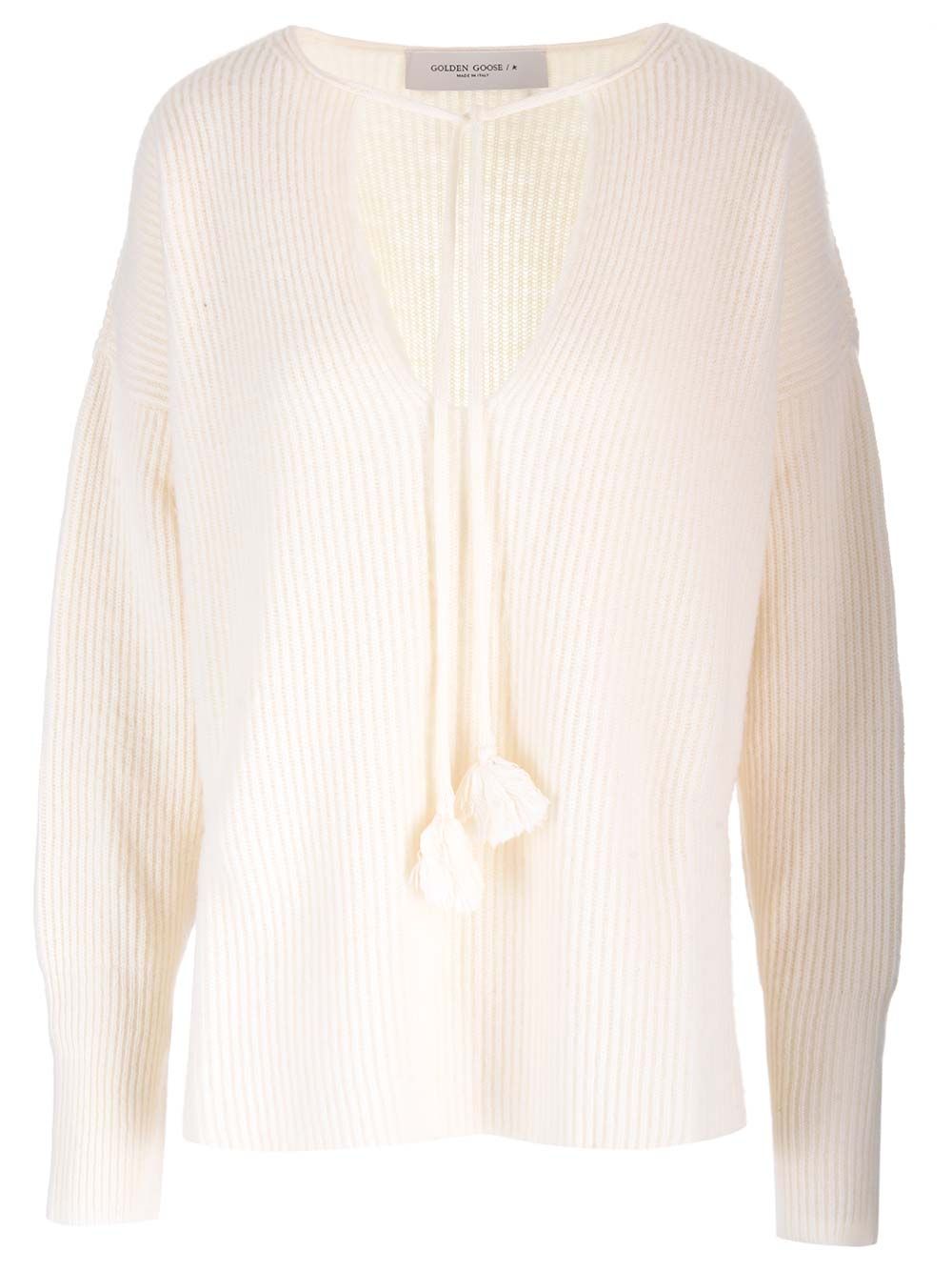 Golden Goose Deluxe Brand Ribbed Wool Sweater Knitwear - White | 9ecd742d6d9eac8becd4862bc22730585cbd9757