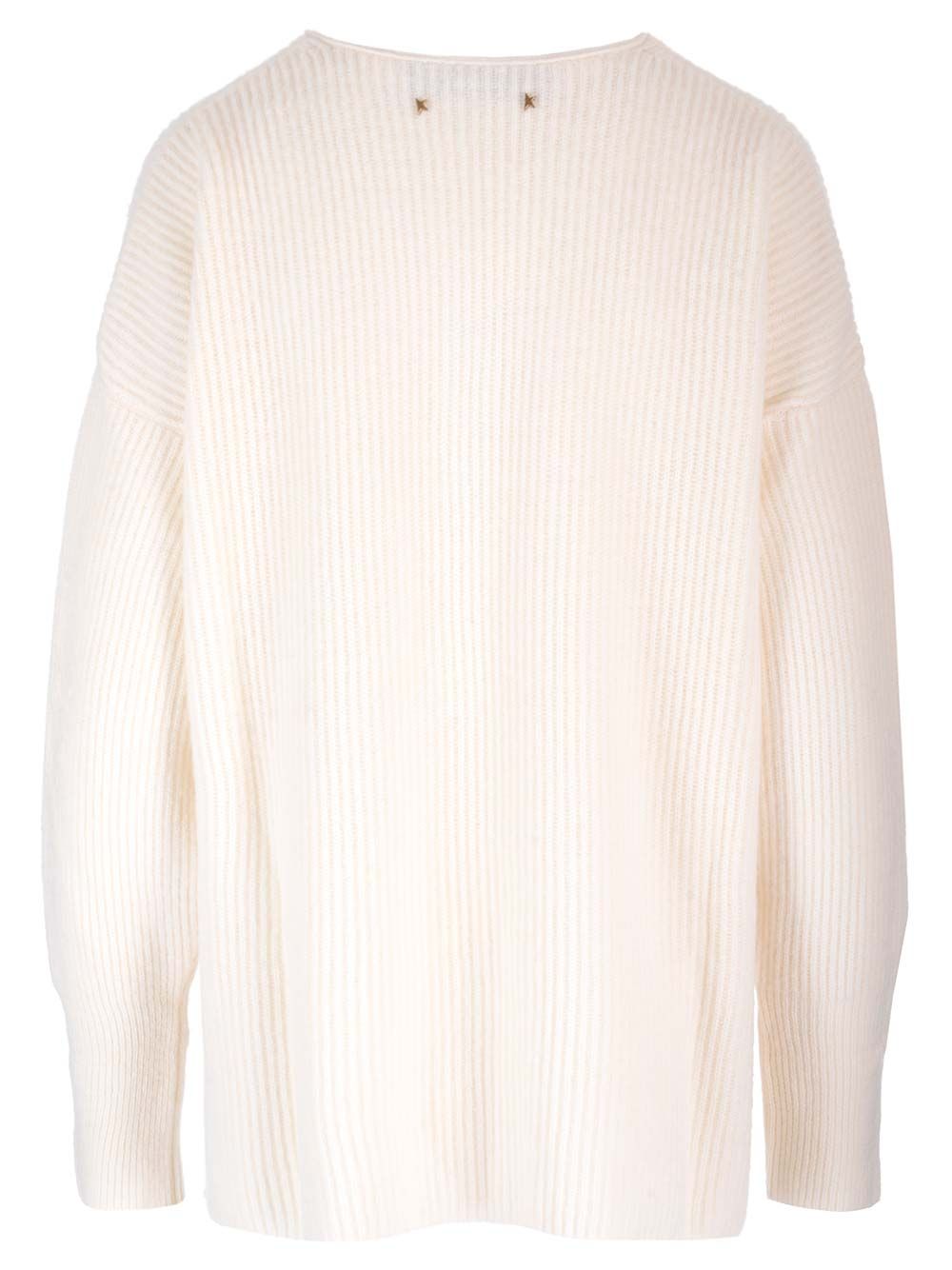 Golden Goose Deluxe Brand Ribbed Wool Sweater Knitwear - White | bf83b179eaaf7dd4bc0072ffb6436bfa4eaea86f