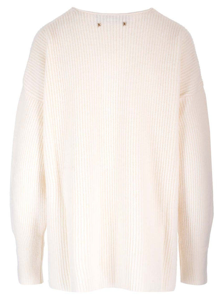 Golden Goose Deluxe Brand Ribbed Wool Sweater Knitwear - White | bf83b179eaaf7dd4bc0072ffb6436bfa4eaea86f