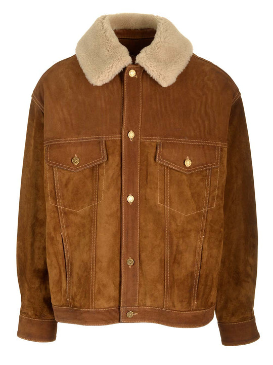 Crust Jacket With Shearling Collar Jackets Brown