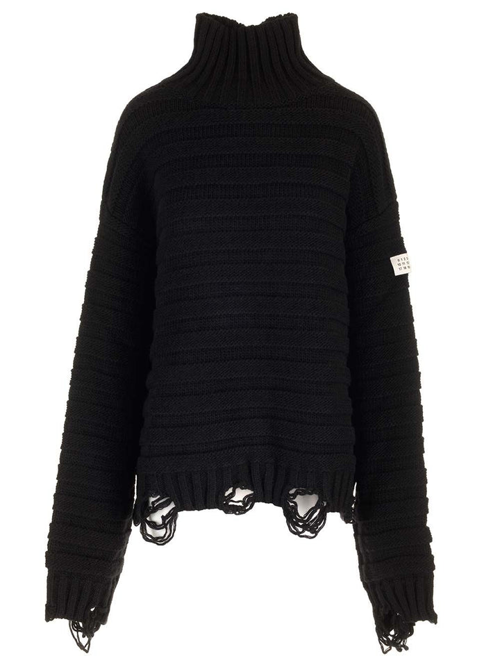Mm6 Maison Margiela High Neck Sweater Knitwear - Black | dbc1877b95ec48a7c7c4eb1fa7f270d86ca7e508