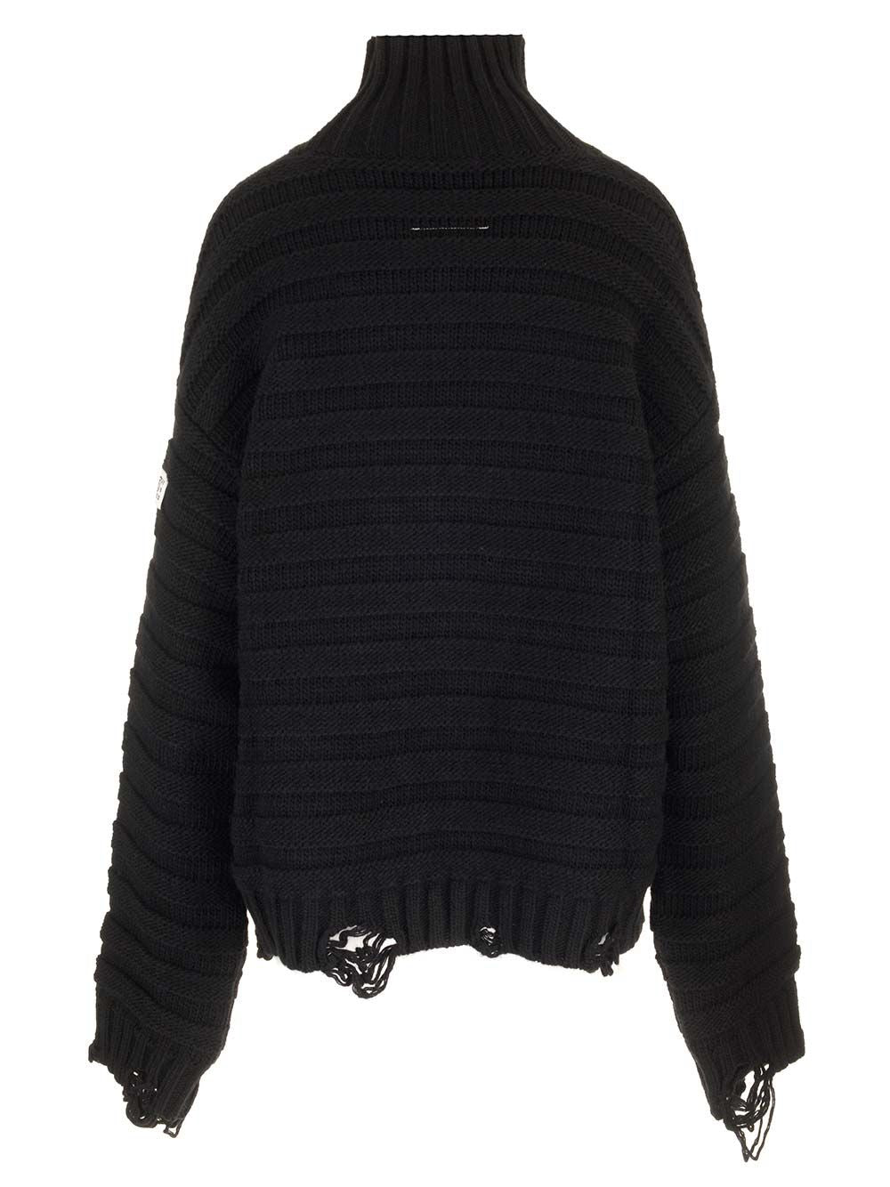 Mm6 Maison Margiela High Neck Sweater Knitwear - Black | e53190848a0e1f8c67e9c0e5edfe97a94b8eb229