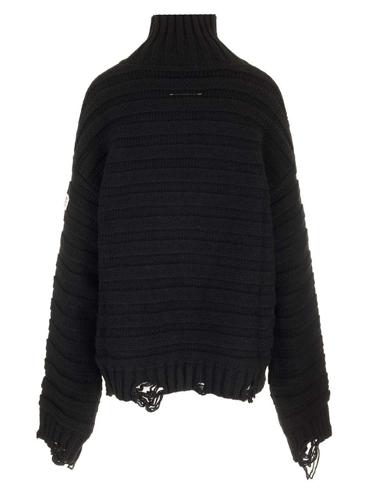 Mm6 Maison Margiela High Neck Sweater Knitwear - Black | e53190848a0e1f8c67e9c0e5edfe97a94b8eb229