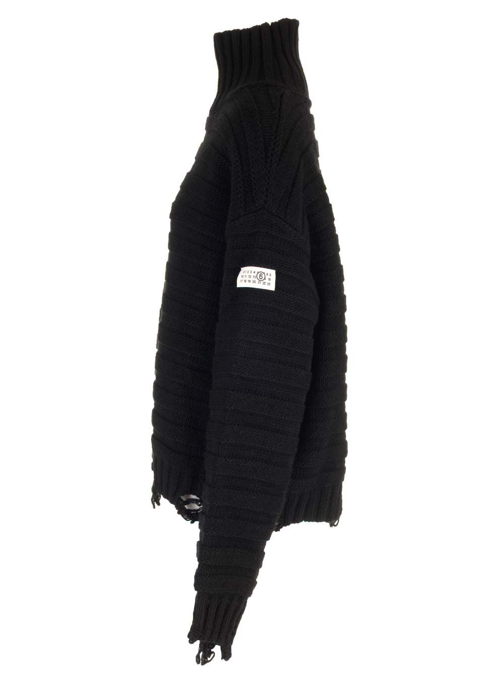 Mm6 Maison Margiela High Neck Sweater Knitwear - Black | e5da966383eaced9aa5839d2dbf1b97326ffc8a2