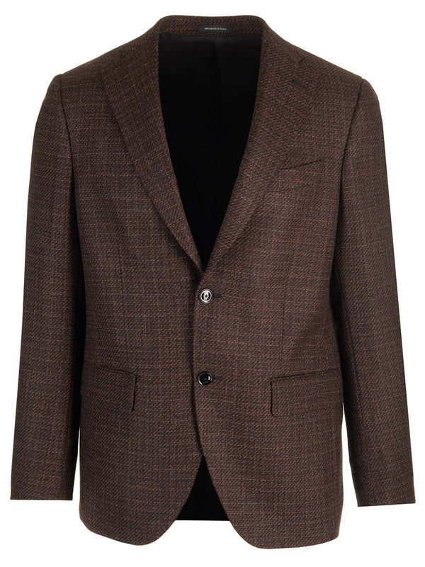 Wool Melange Blazer Jackets Brown