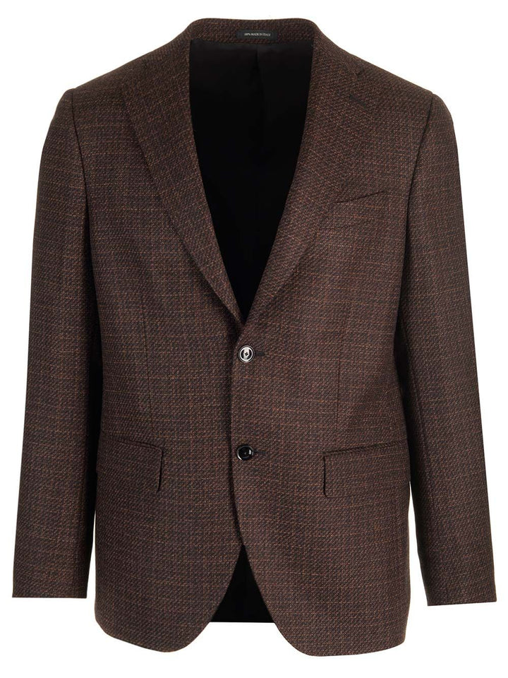 Al Duca D'Aosta Wool Melange Blazer Jackets - Brown | b31e0825ef39c64567f307d525ccf676733e8158