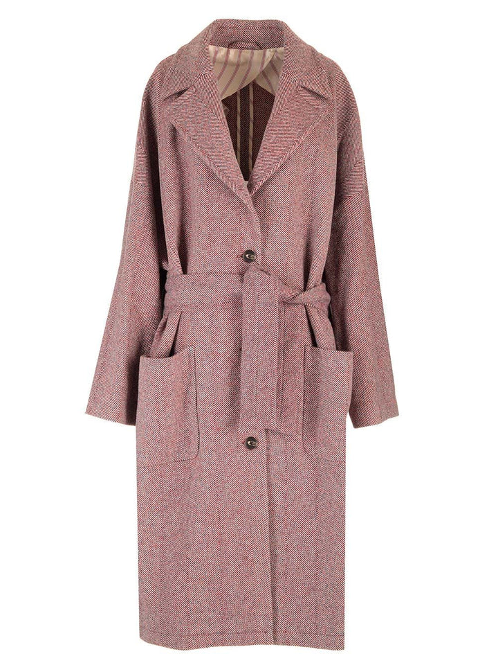 Etro Chevron Wool Coat Coats - Bordeaux | 72a1ae479790ba4674691826ad6d13066ea8fc46