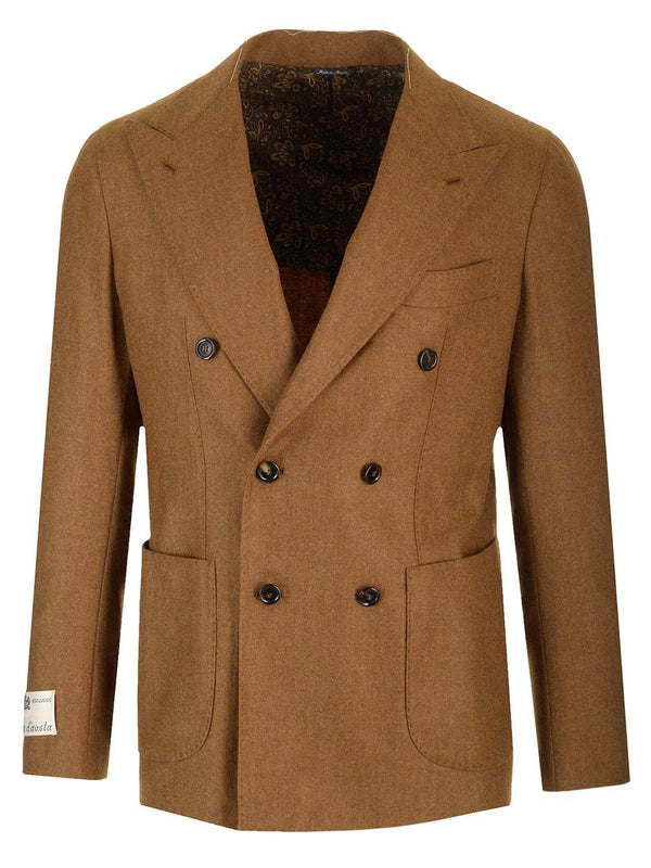 Double-Breasted Jacket With Metal Gold Buttons Jackets Brown